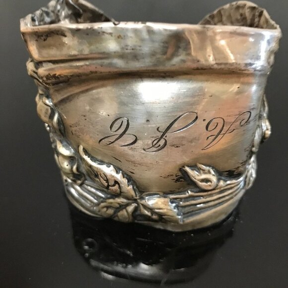 Art Nouveau Cuff Bracelet Floral Solid Sterling Silver 925 Antique Large - Picture 9 of 14